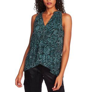 1. STATE Wild Thing Studded Snake Print Sleeveless Blouse, Green XS NWT